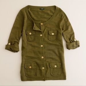 JCrew Cardigan with pockets, adjustable sleeves, and gold buttons. Size Small